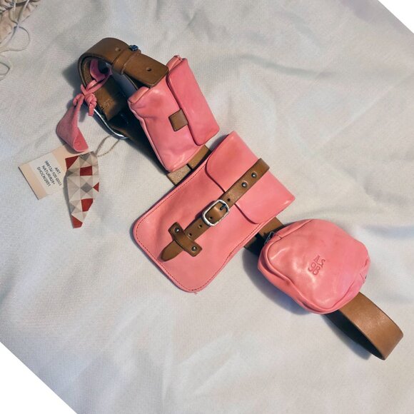 A.S.98 Helene Sling Bag Shock Pink & Natural Leather, NWT, Belt Sling Crossbody - Picture 11 of 11